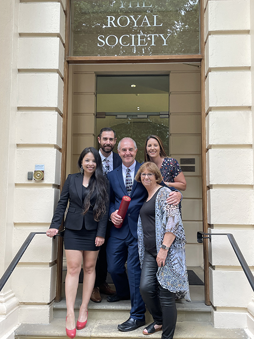 Andrew Craik, Robyn Craik, Professor David Craik FRS, Jen Craik and Dr Annie Kan at the Royal Society