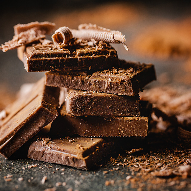 A stock of chocolate squares