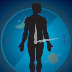 silhouette of person with clock on their body