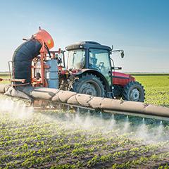 Tractor watering field