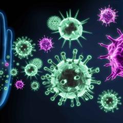 Hand representing immune system blocking microorganisms