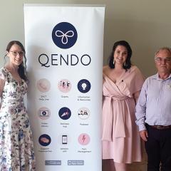 Dr Sally Mortlock, QENDO's Jess Taylor and Professor Grant Montgomery.