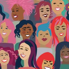 Cartoon representation of diverse women.