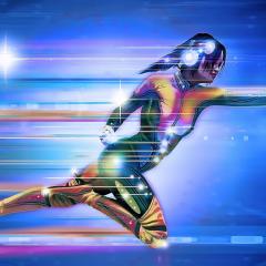 superhero girl running at speed