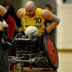 Chris Bond playing wheelchair rugby